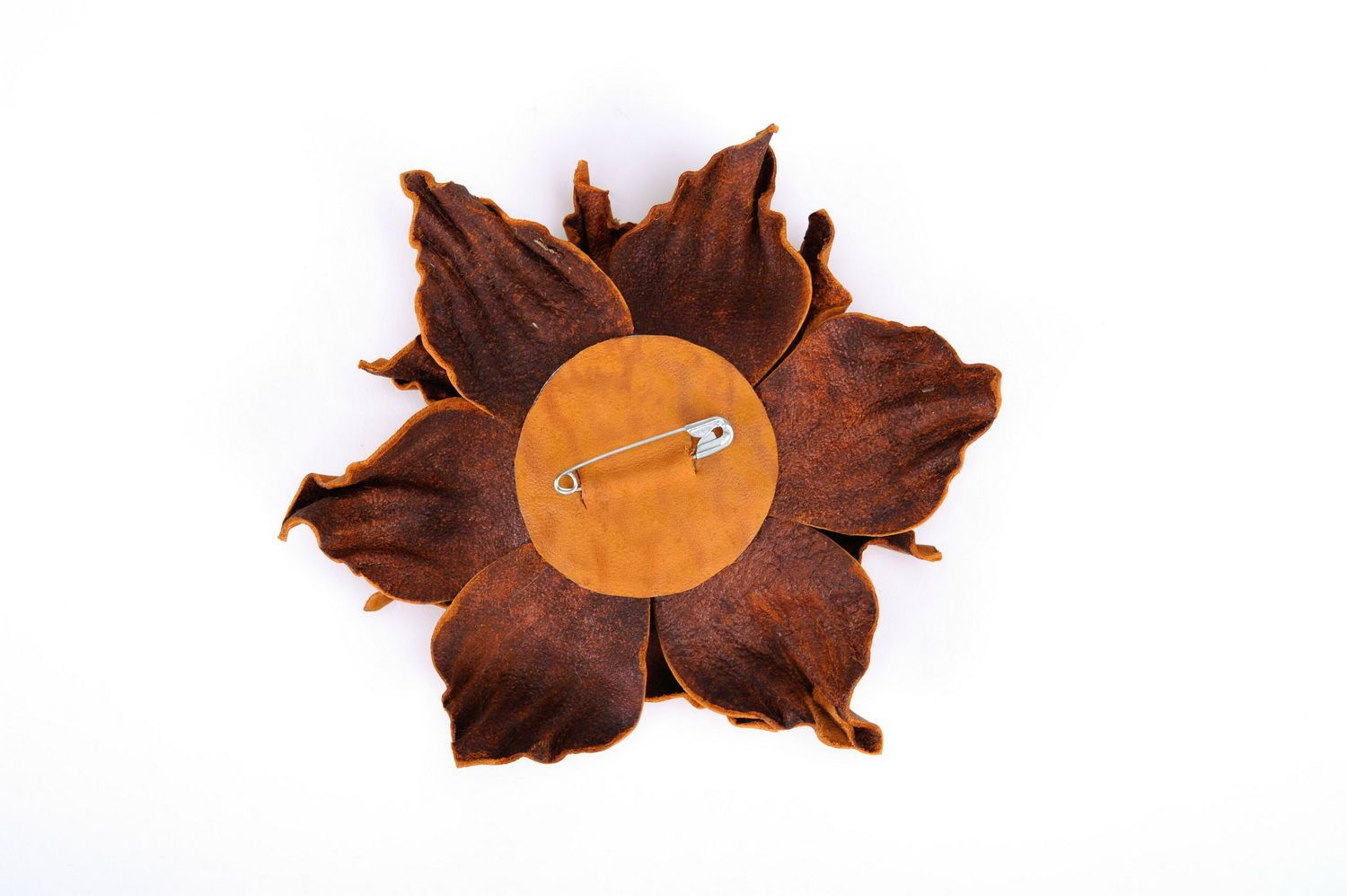 Leather brooch in the form of a flower photo 3