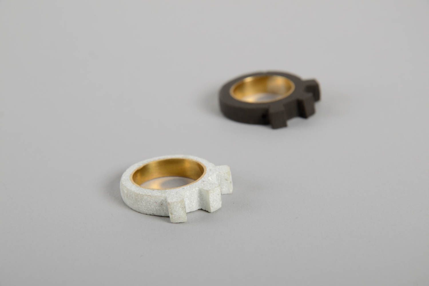 Два кольца ручной работы модные кольца черное и белое необычные кольца фото 5