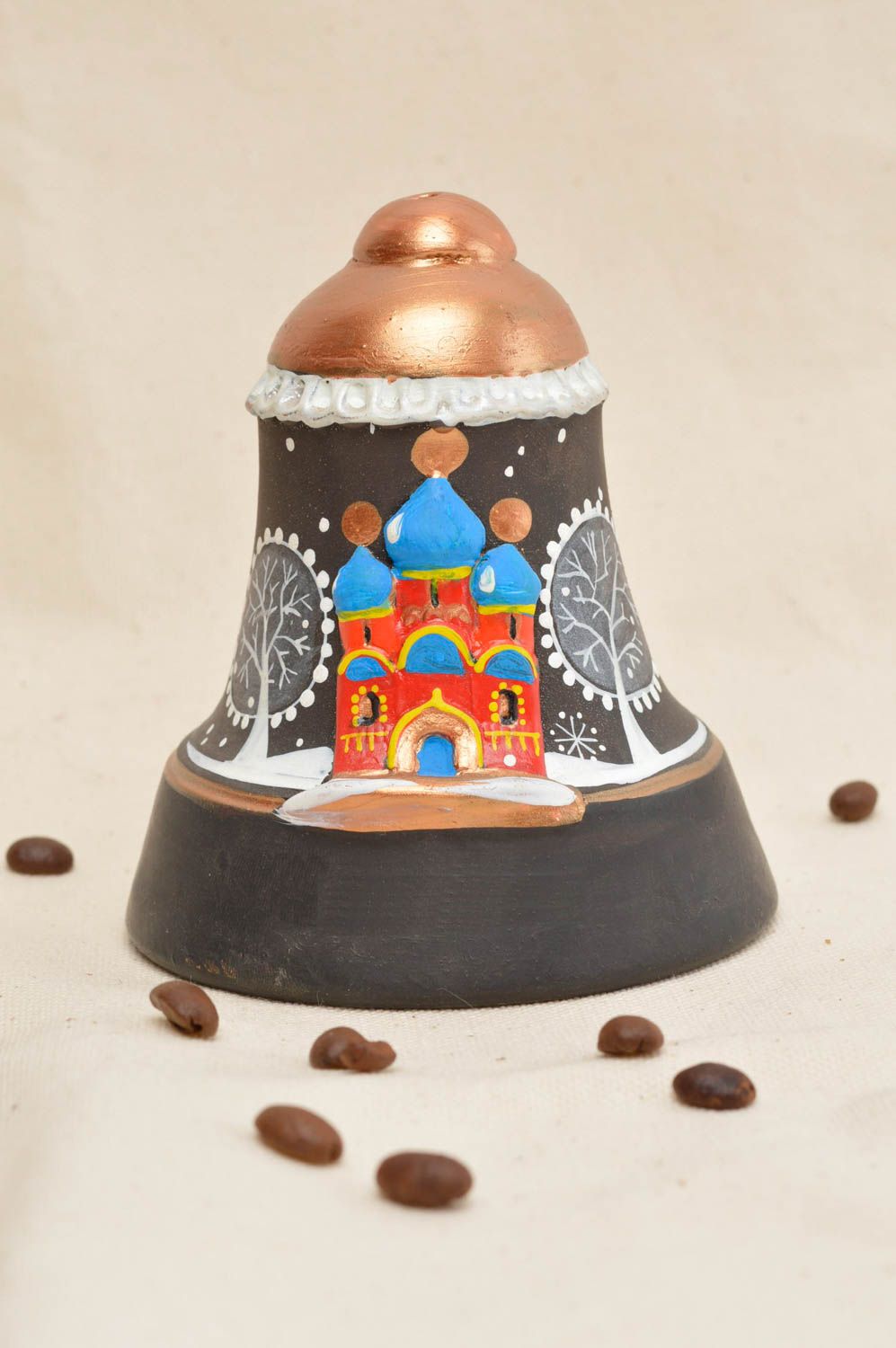 Unusual handmade painted clay bell ceramic bell designs interior decorating photo 1