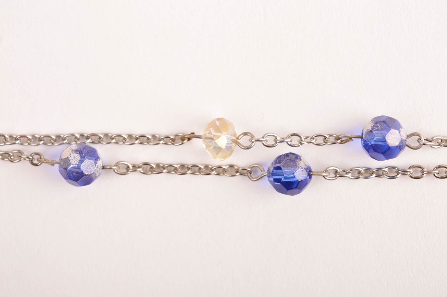 Украшение ручной работы ожерелье на шею длинные серьги голубые оригинальные фото 5