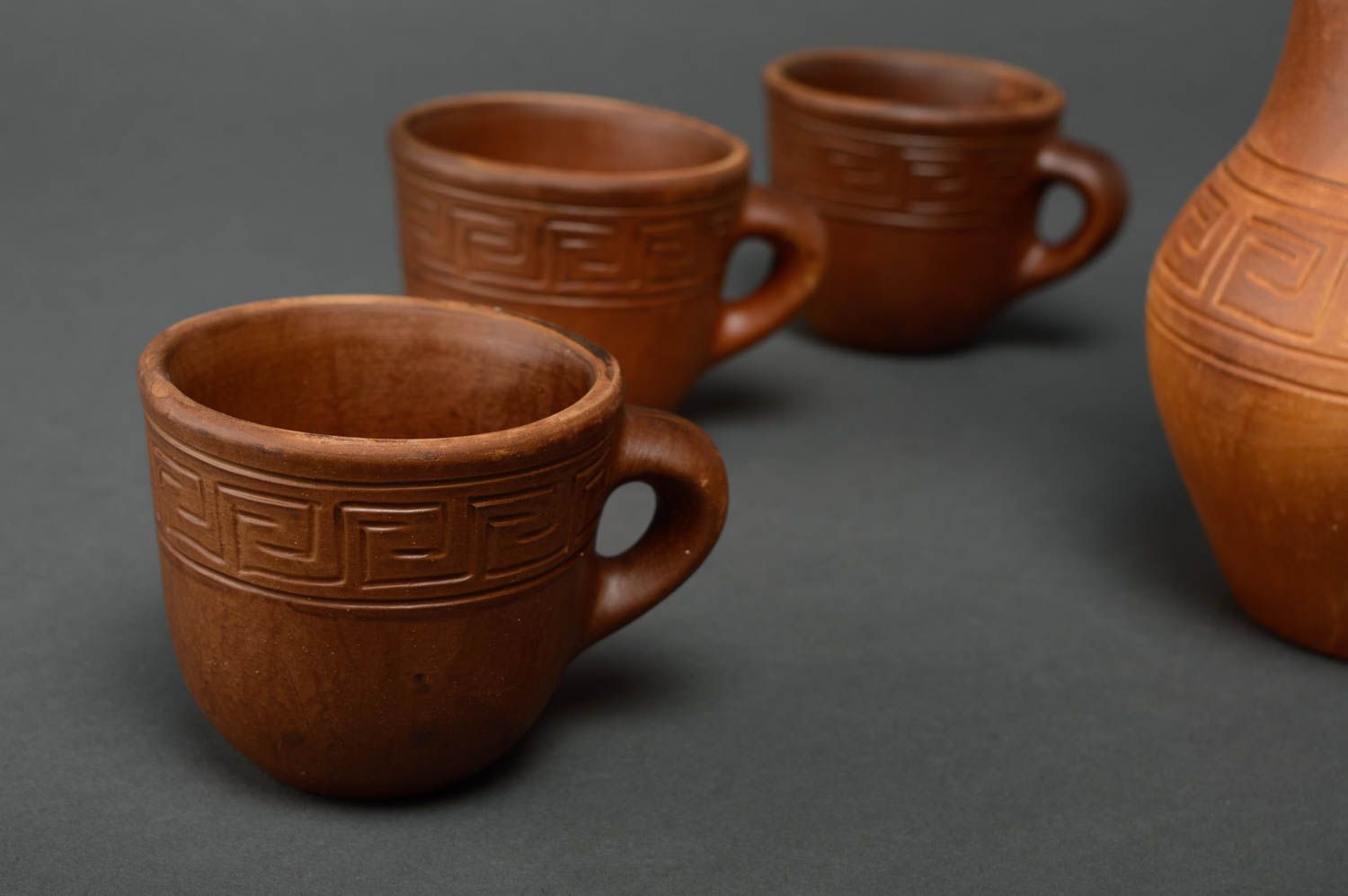 40 oz ceramic milk pitcher with 3 handmade ceramic cups 3 lb photo 5