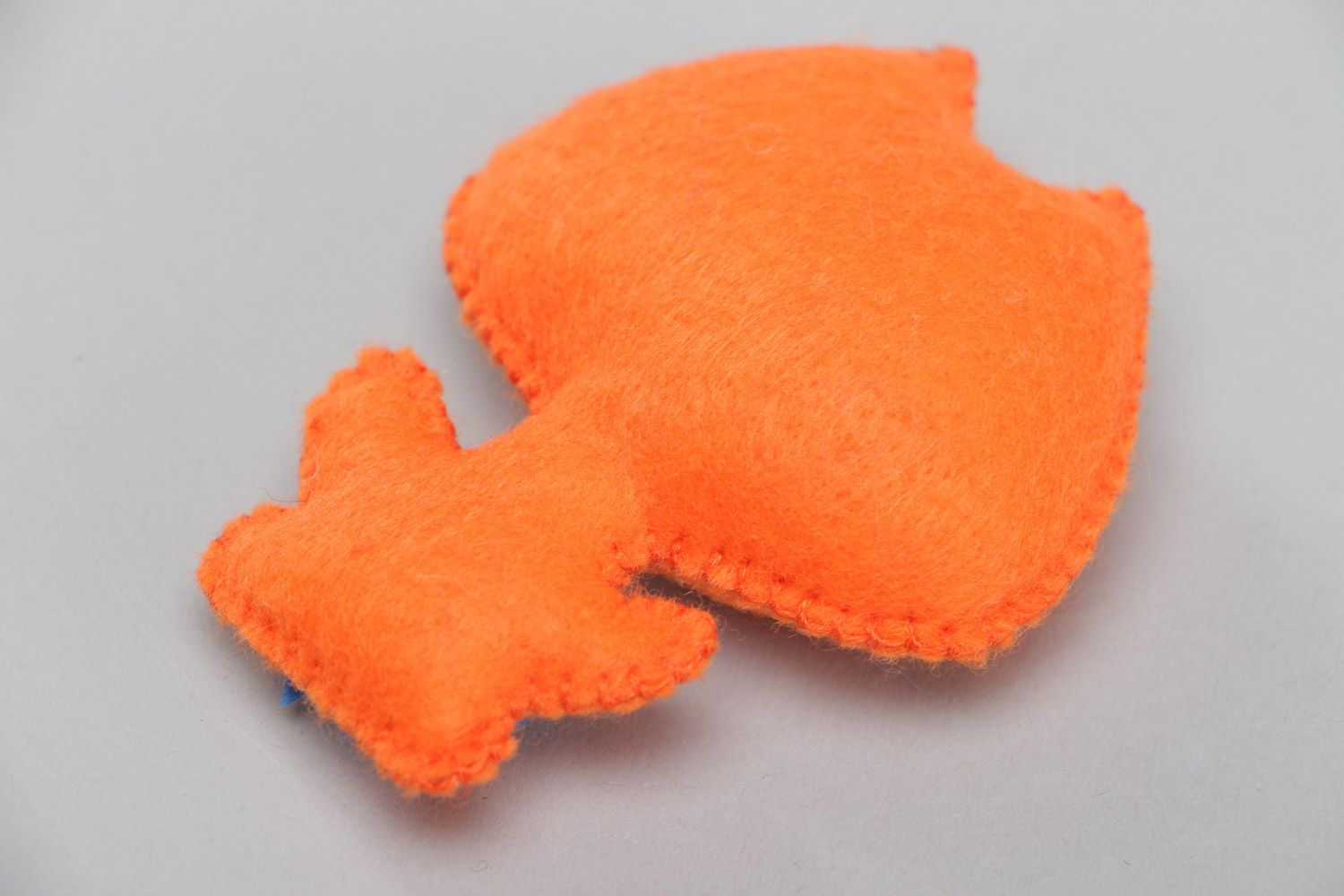 Funny small flat soft toy orange kitten sewn of felt for interior decor handmade photo 4