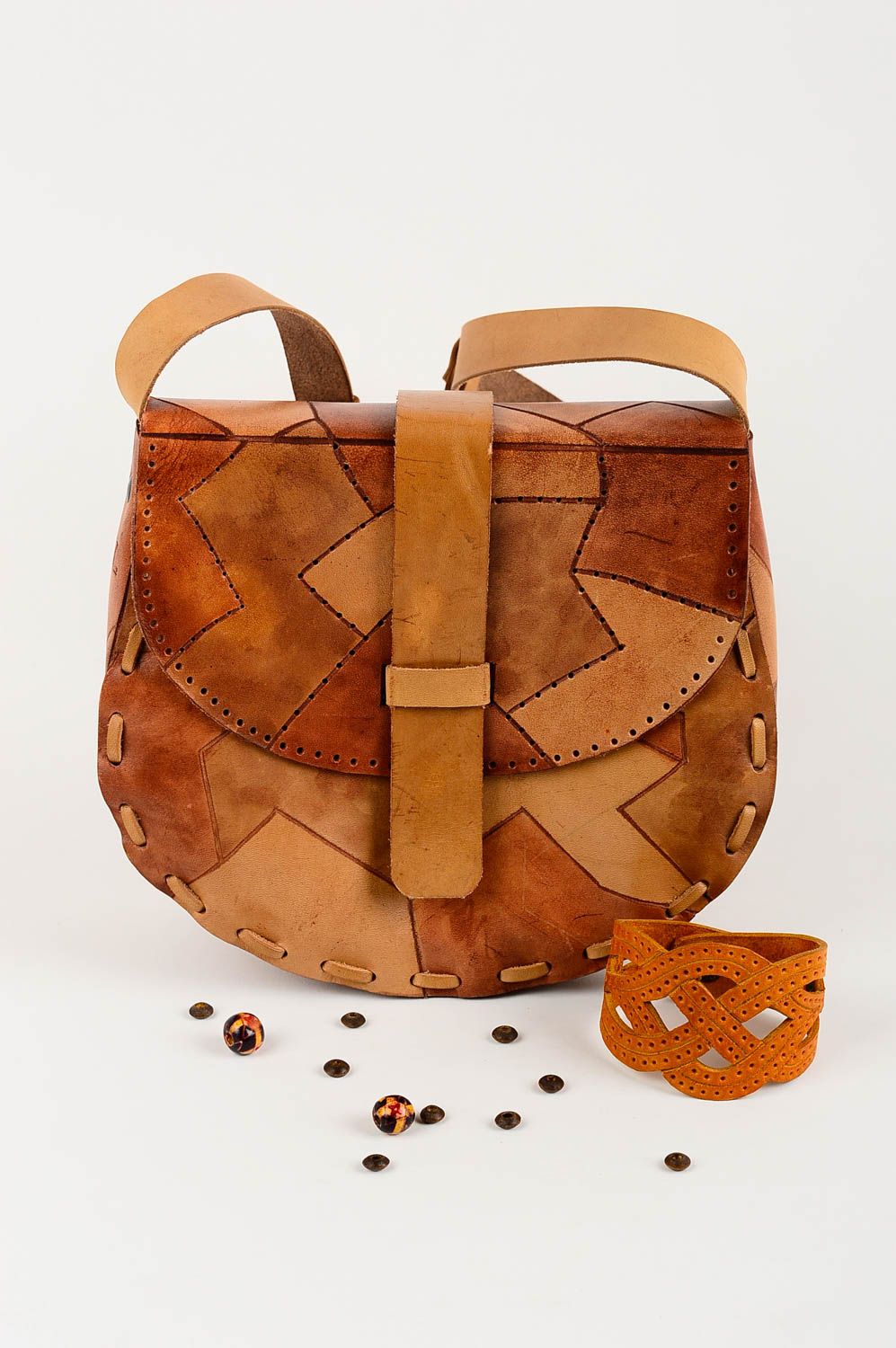 Handmade designer leather bag stylish female bag big stylish bag for women photo 1