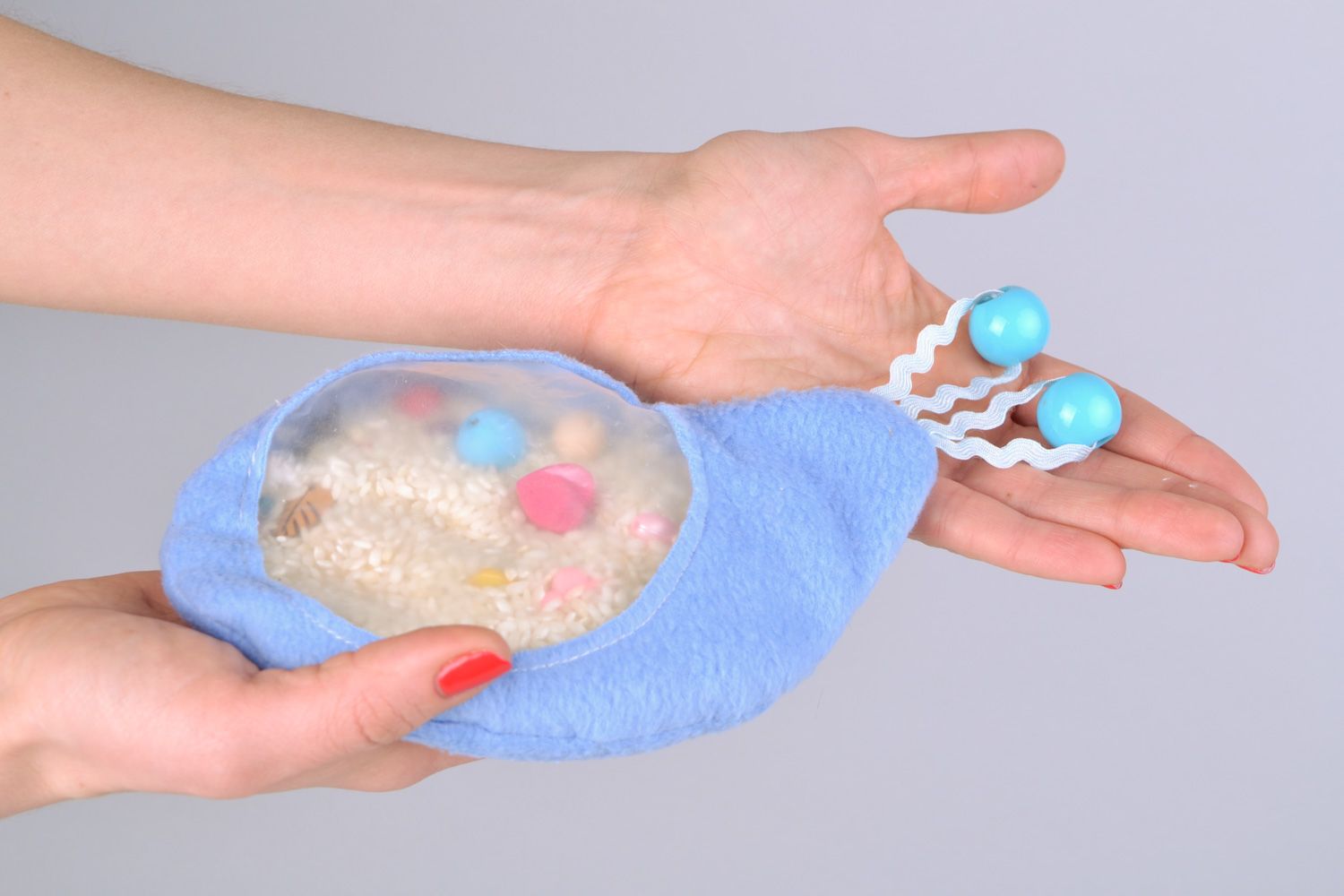 Weiches blaues handmade Spielzeug für Entwicklung der Babys aus Textil Schnecke foto 2