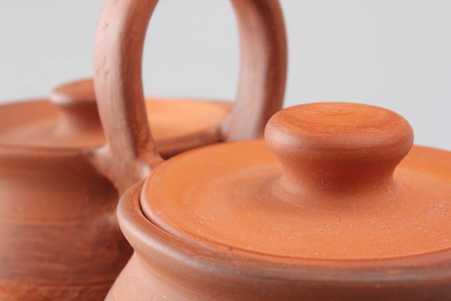 Potes de argila feitos à mão com tampa louça de cerâmica decorativa artesanal foto 5