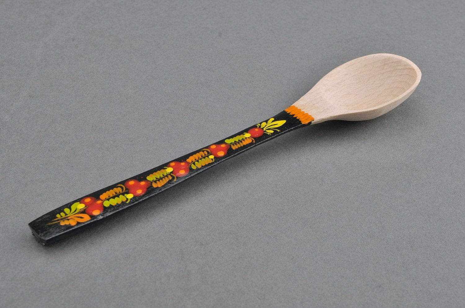 Teaspoon with black handle, painted manually photo 1