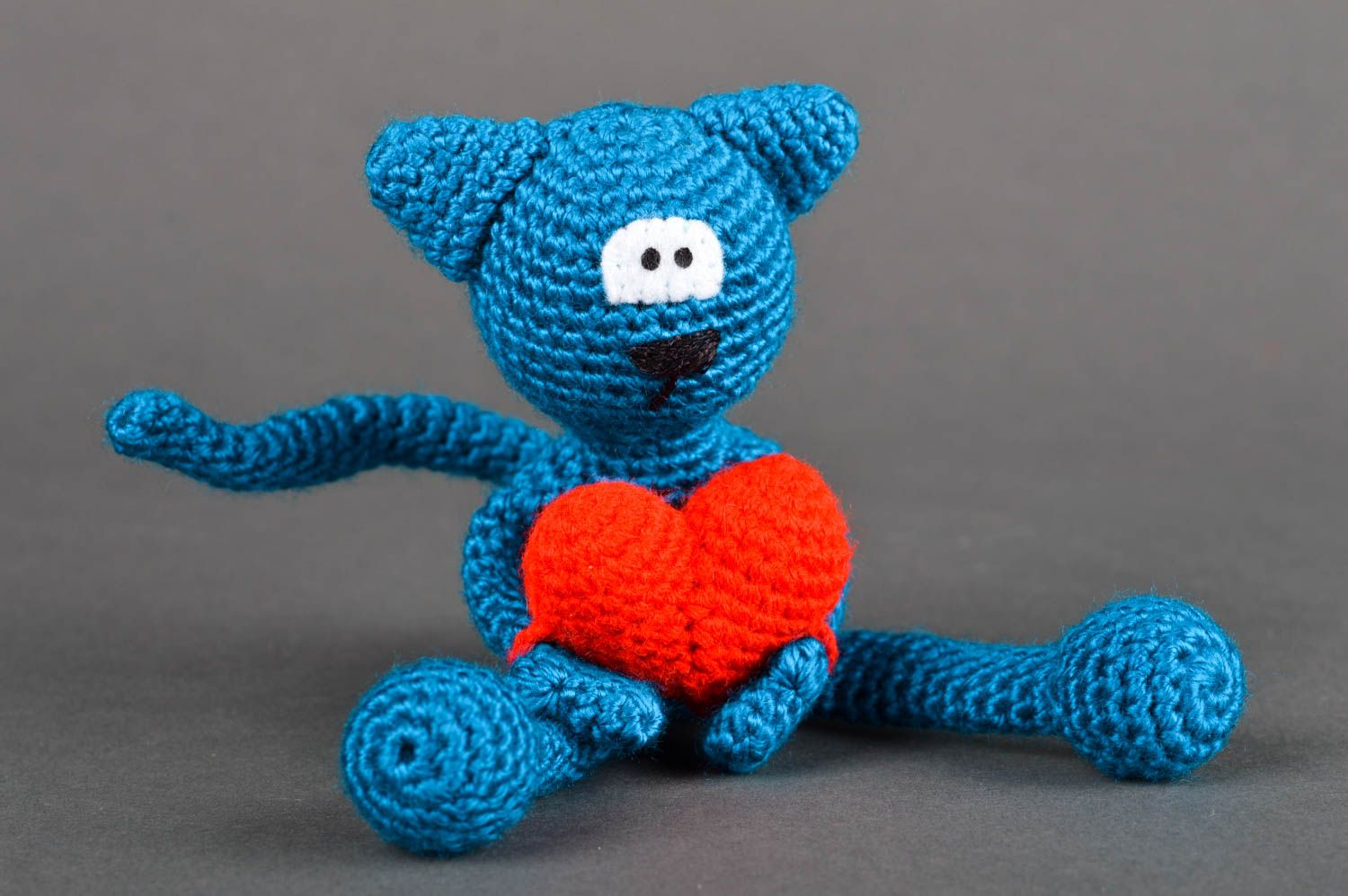 Juguete de peluche hecho a mano juguete para niños juguete tejido Gato azul foto 2