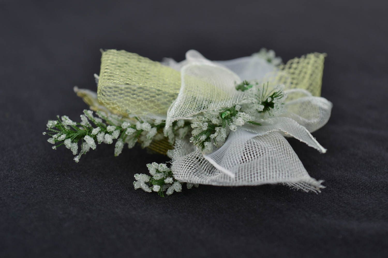 Grande fleur en tissu faite main pour broche originale claire élégante  photo 5