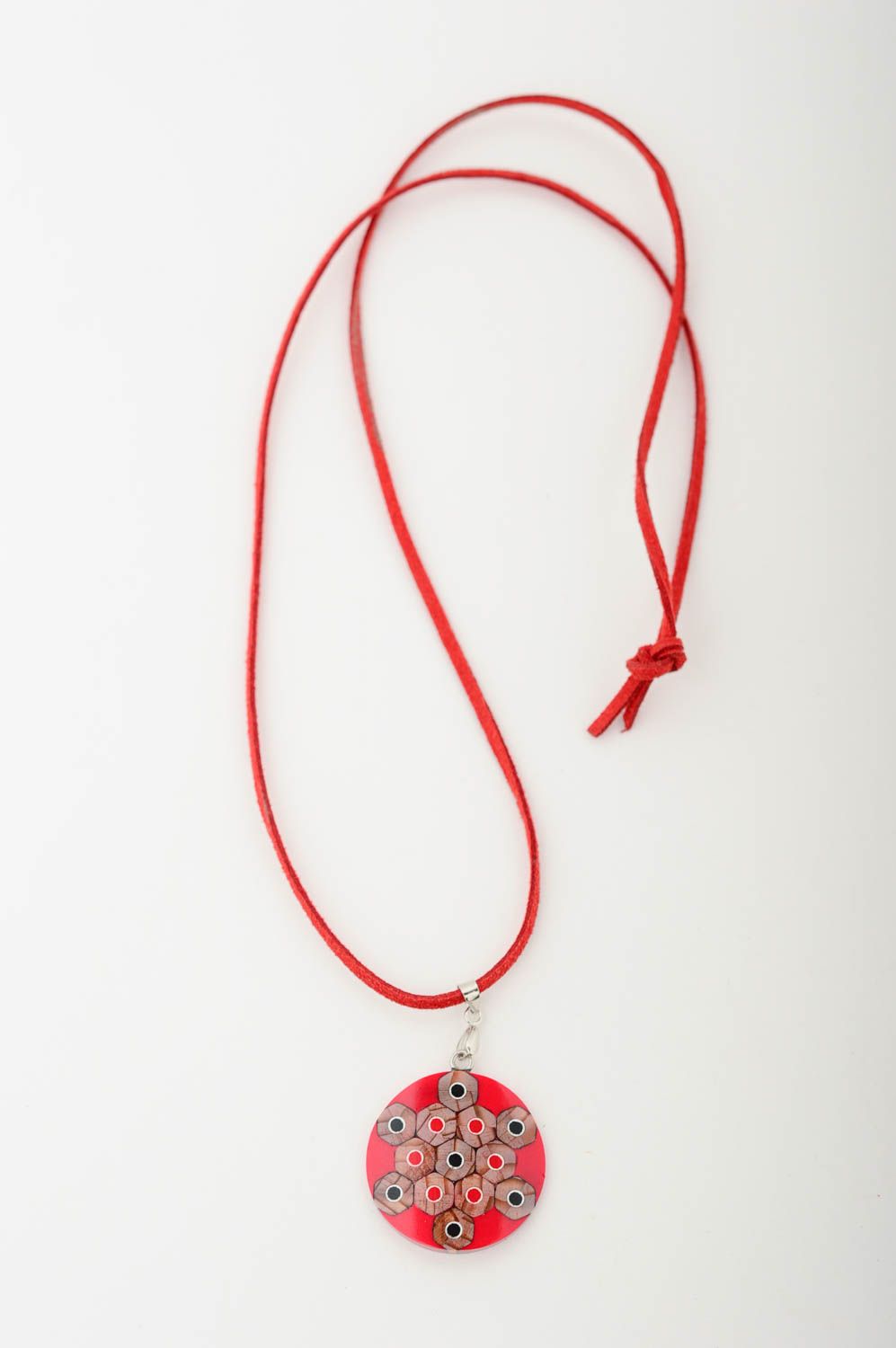 Colgante para mujer rojo con cordón bisutería artesanal accesorio de moda foto 3