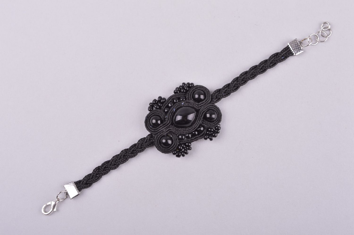 Pulsera soutache negra hecha a mano accesorio de moda regalo para mujer foto 3