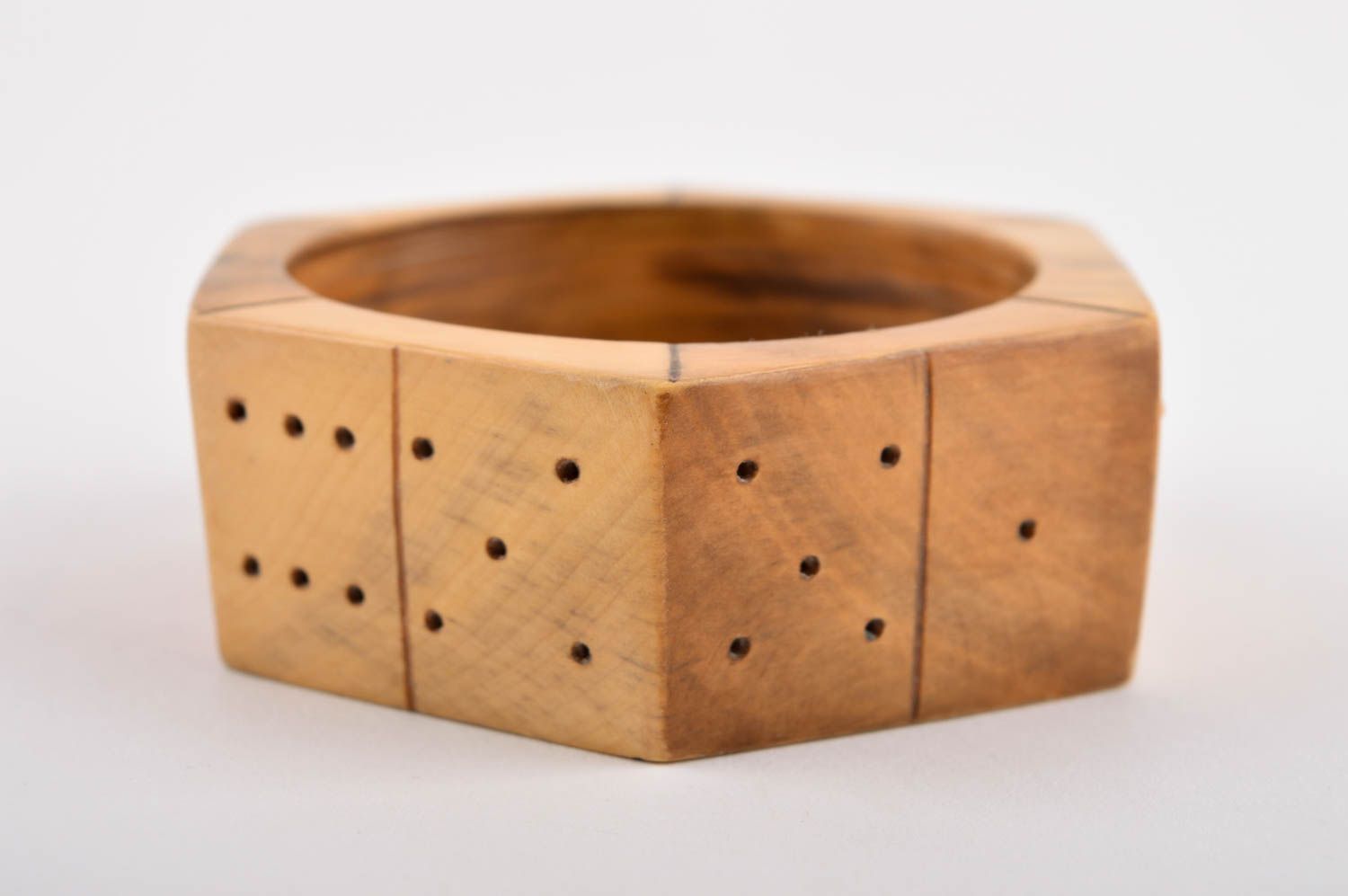 Bracciale di legno fatto a mano braccialetto chiaro da polso originale
 foto 3