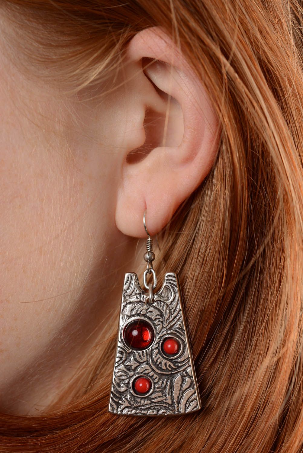 Boucles d'oreilles originales Sorbier des oiseleurs en métal photo 5