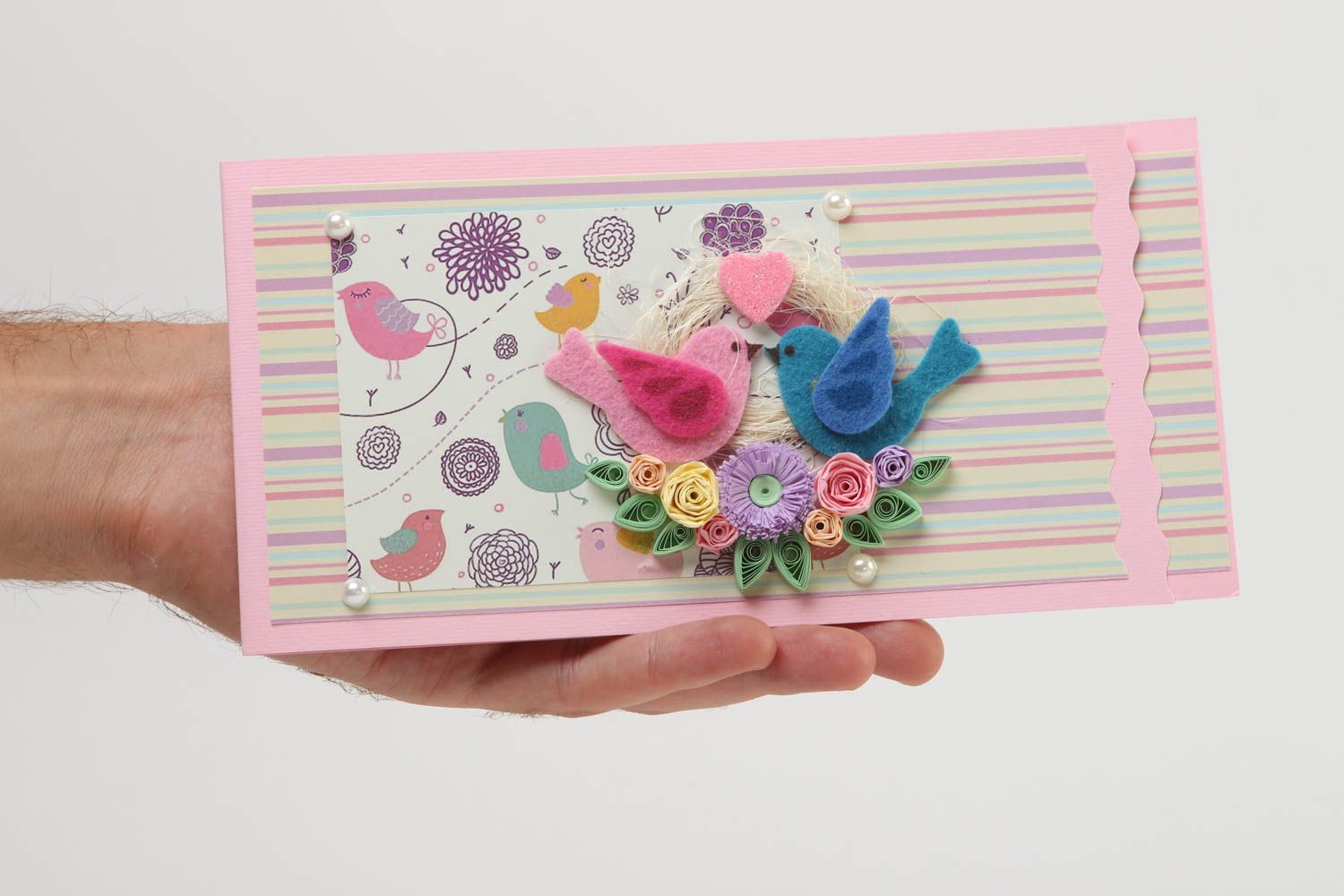 Handmade Grußkarten Papier Scrapbook Karten schöne Grußkarten rosa fraulich nett foto 5