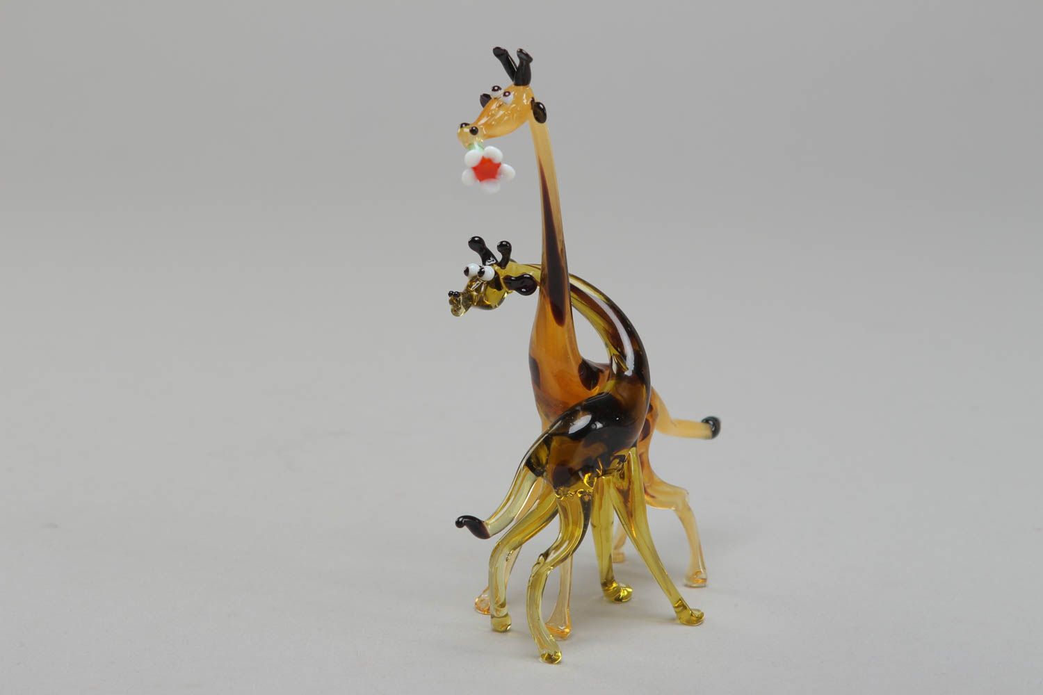 Figurines miniatures en verre au chalumeau décoratives faites main Girafes photo 1