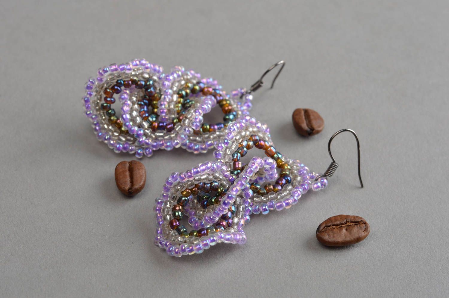 Cute handmade beaded long earrings beautiful jewelry designs gifts for her photo 1
