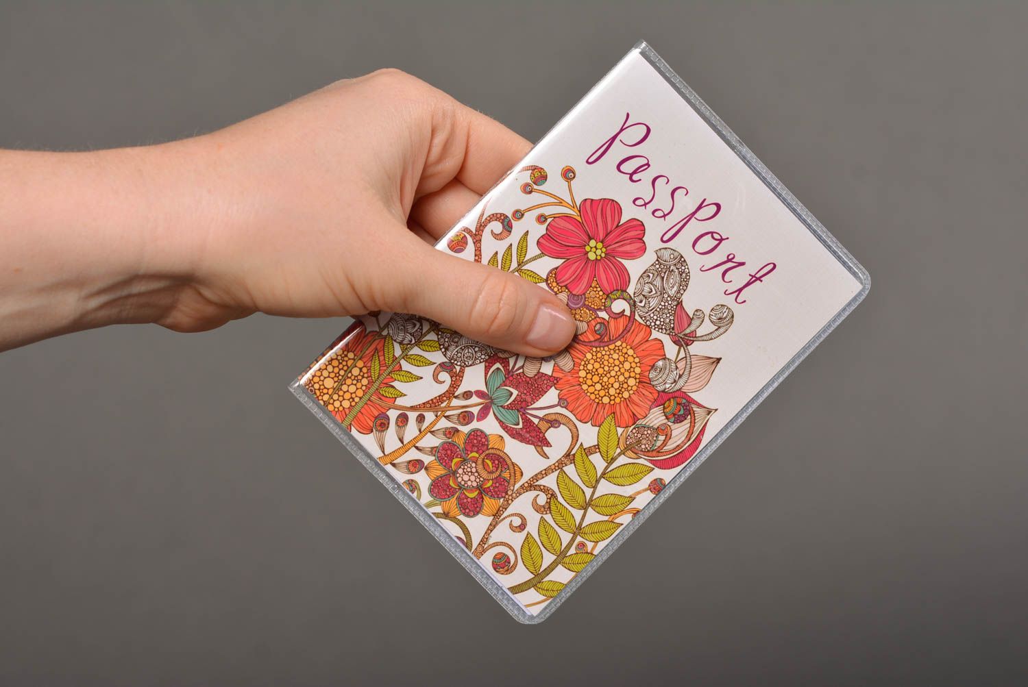 Unusual handmade passport cover flower passport holder designer accessories photo 4