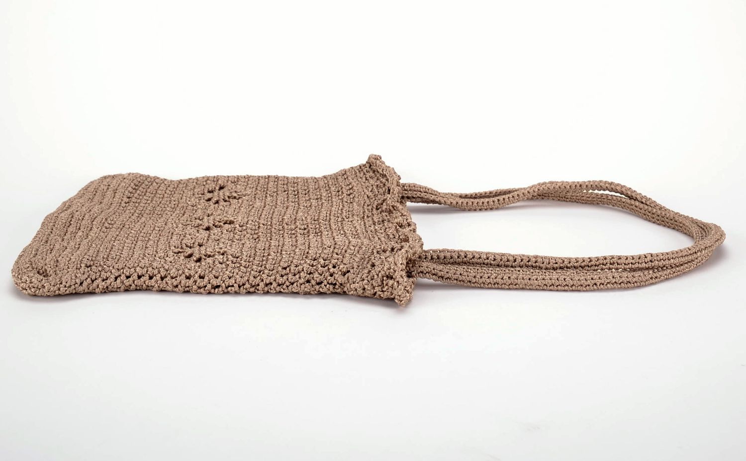 Bolsa de tricô feito à mão de cabo de viscose foto 3