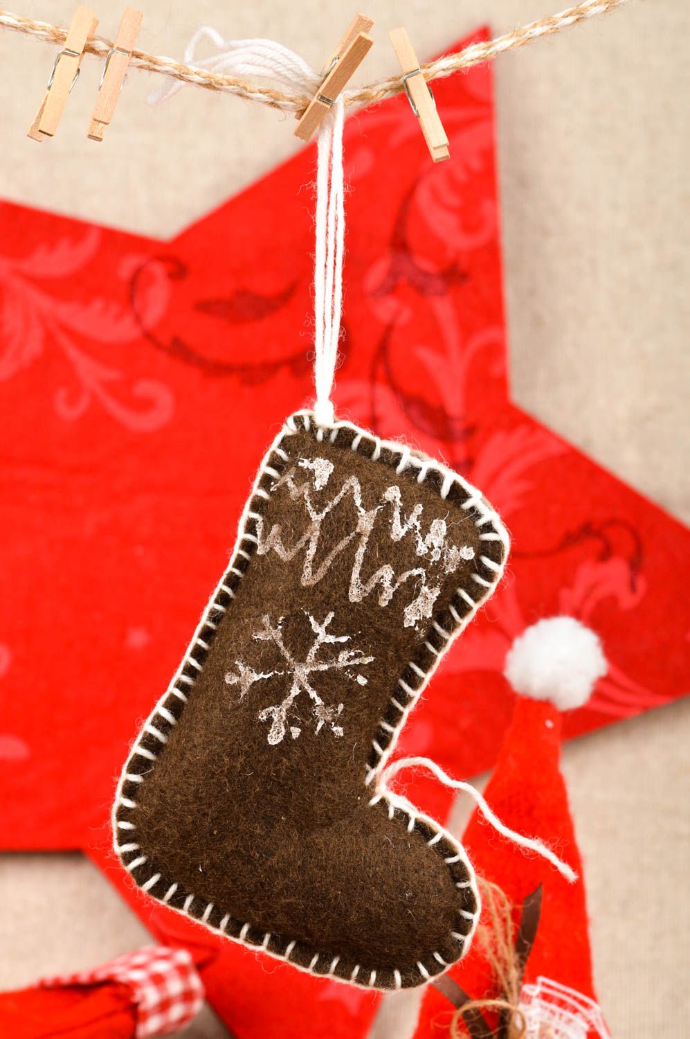 Jouet Noël fait main Suspension décorative botte en tissu Décoration Nouvel An photo 1