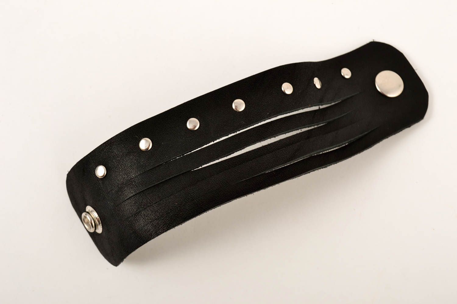 Breites Leder Armband handmade schwarz Schmuck für Frauen stilvoll Armband Frau foto 4