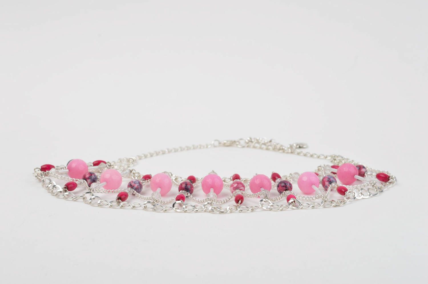 Handmade rosa Damen Collier Modeschmuck Halskette Accessoires für Frauen foto 3