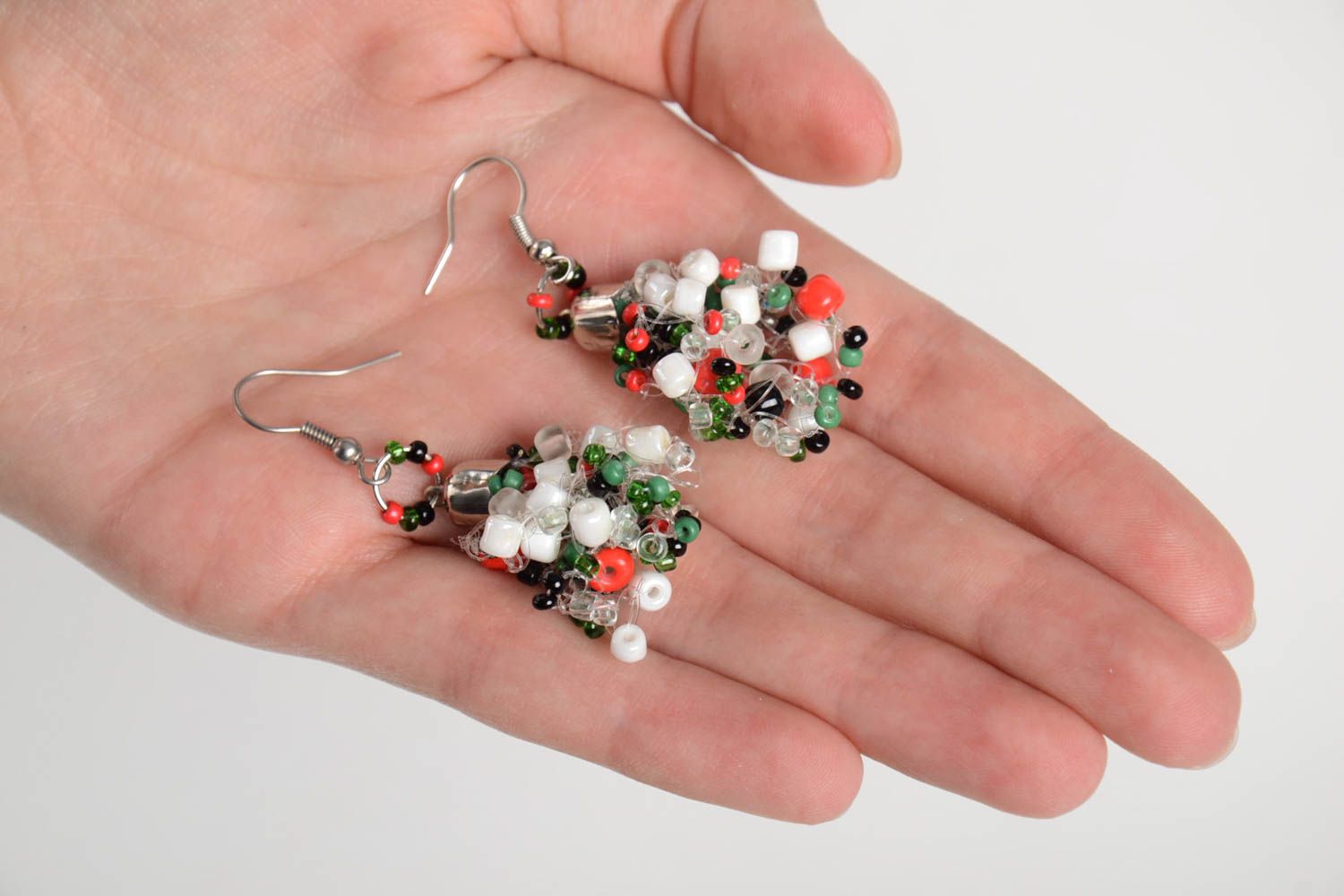 Handmade designer beaded earrings unusual trendy jewelry dangling earrings photo 1