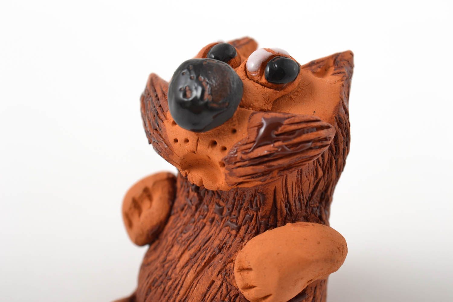 Figurina di animaletto fatta a mano in ceramica souvenir statuina di gatto foto 3