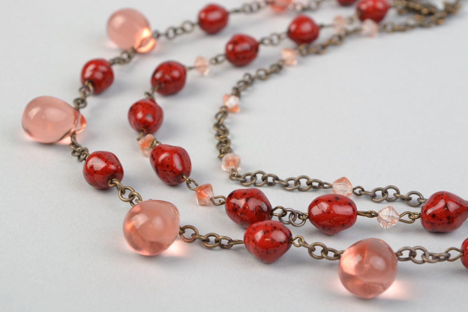 Joli collier en perles céramiques et de verre fait main style ethnique femme photo 3