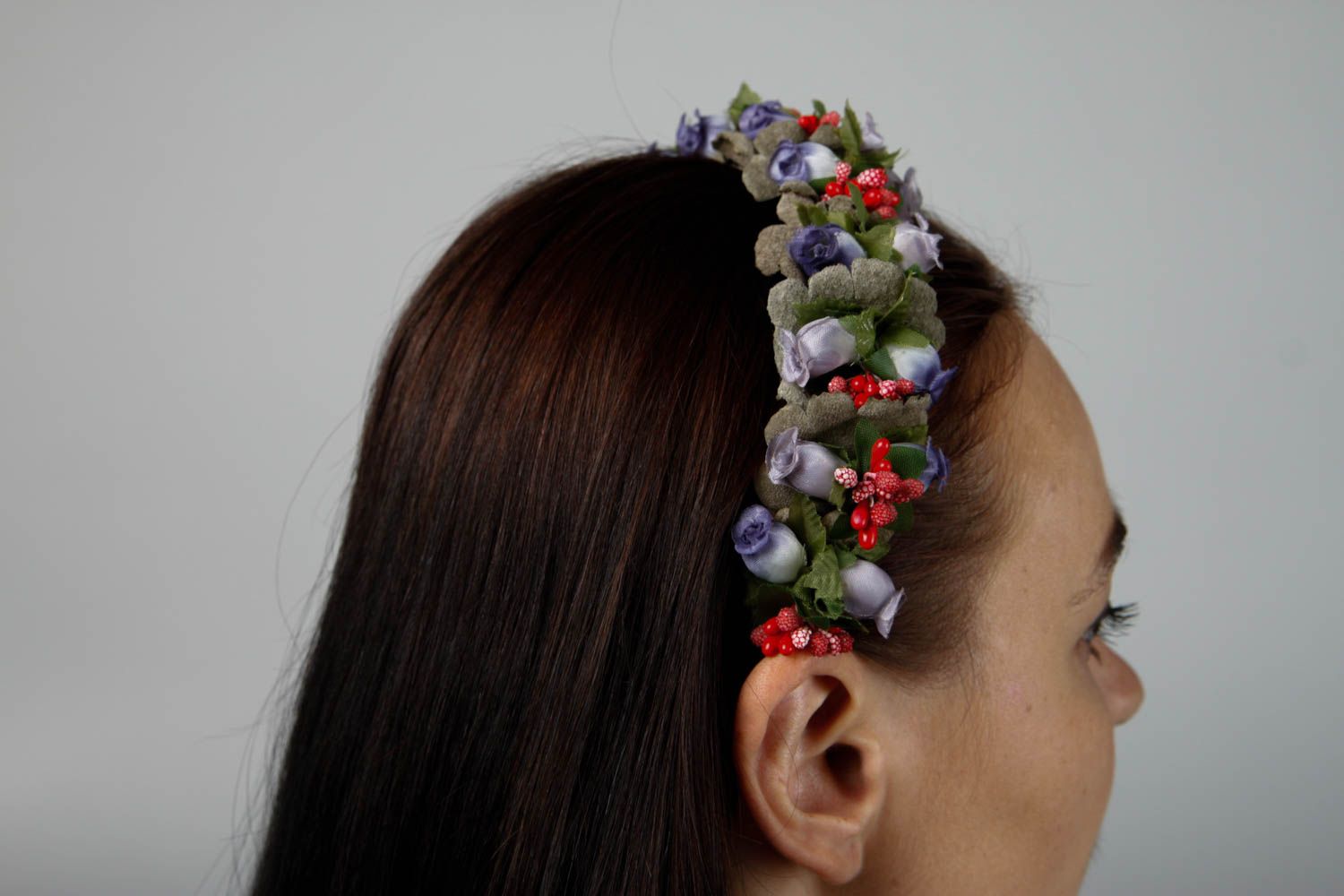 Обруч на голову женский аксессуар ручной работы аксессуар для волос с цветами фото 2