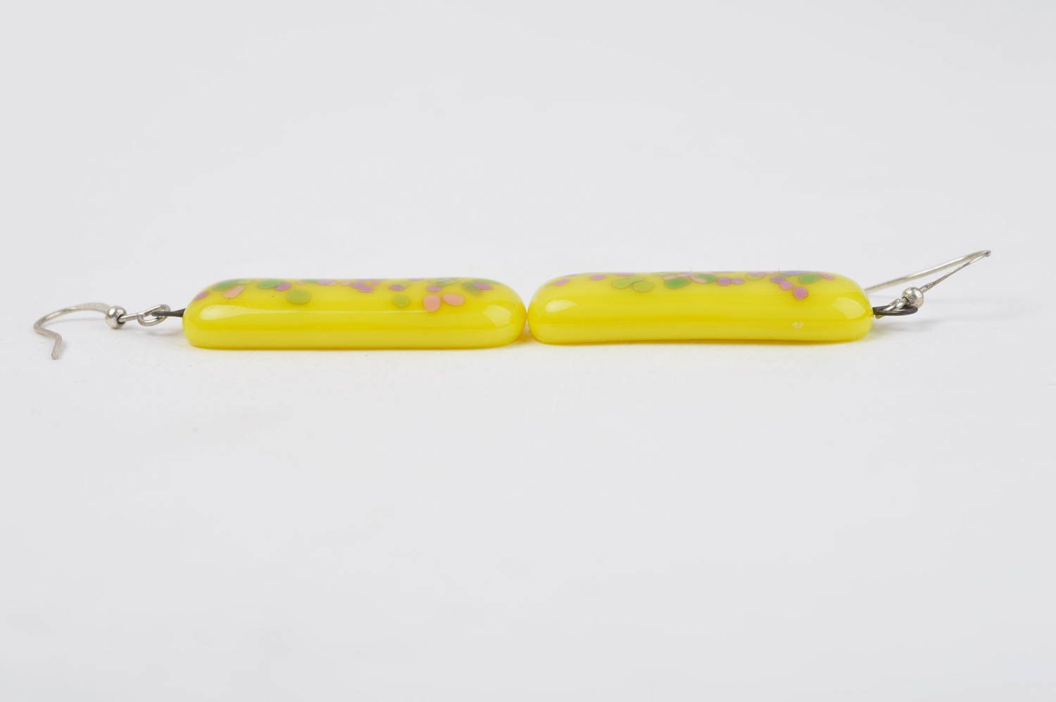Handmade Glas Ohrringe in Gelb Designer Schmuck Accessoire für Frauen Lampwork foto 2