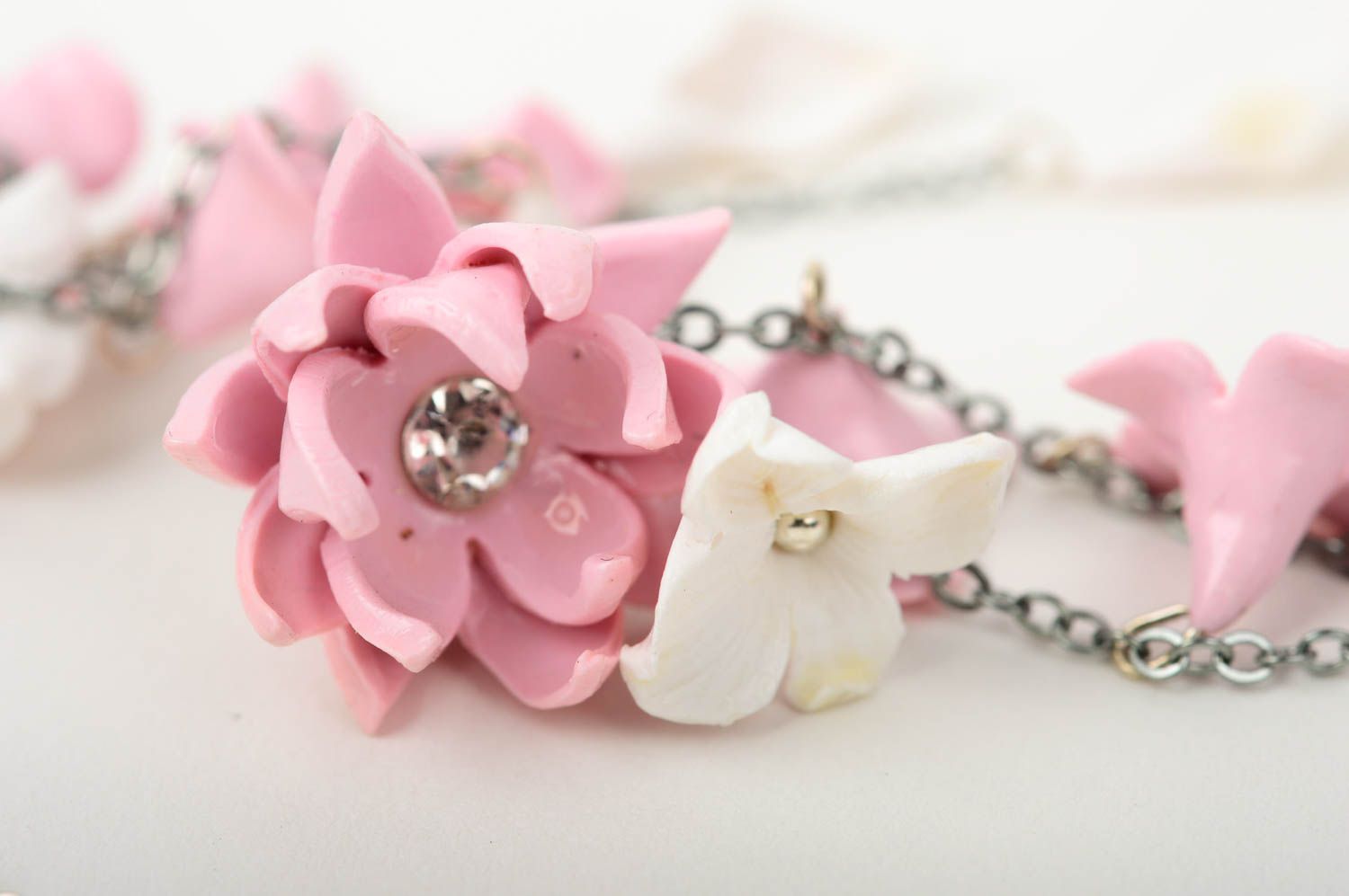 Halsketten Anhänger handmade Modeschmuck Ohrringe in Rosa Mode Accessoires foto 5