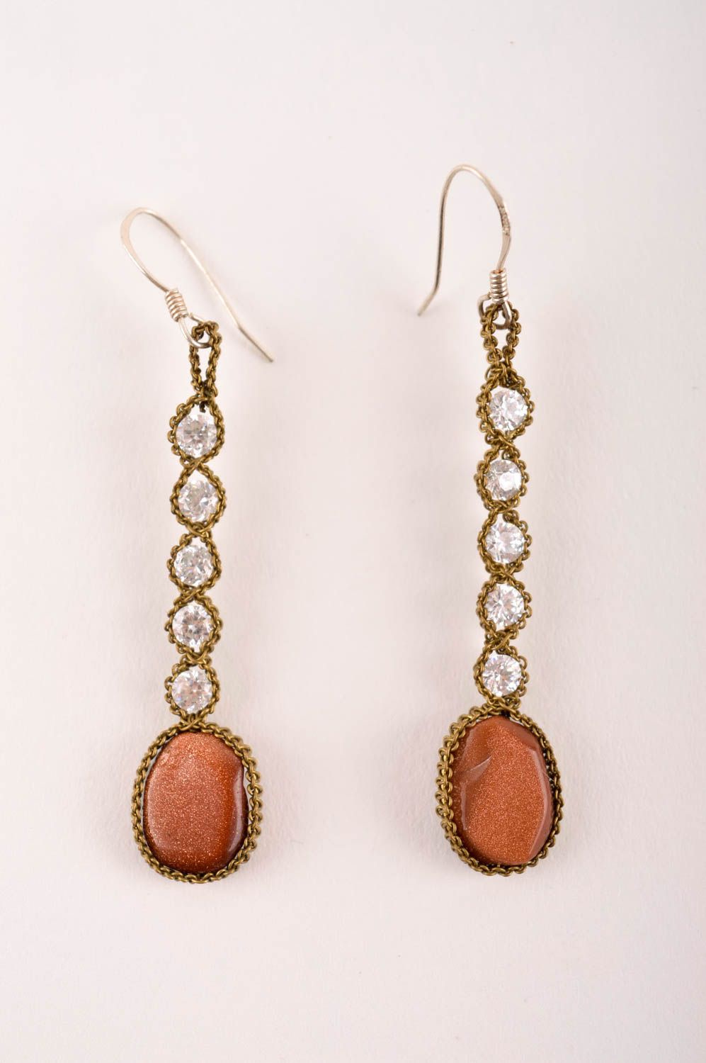 Handmade designer female earrings unusual dangling earrings elegant jewelry photo 3