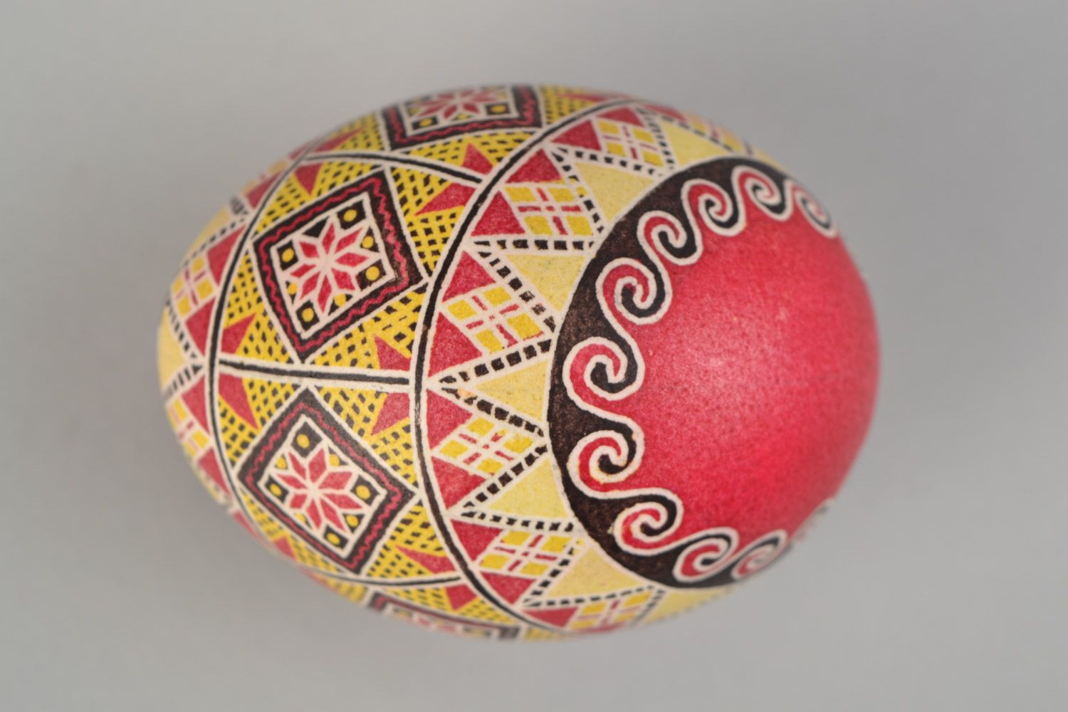 Bright painted handmade Easter egg with ornaments for gift photo 4