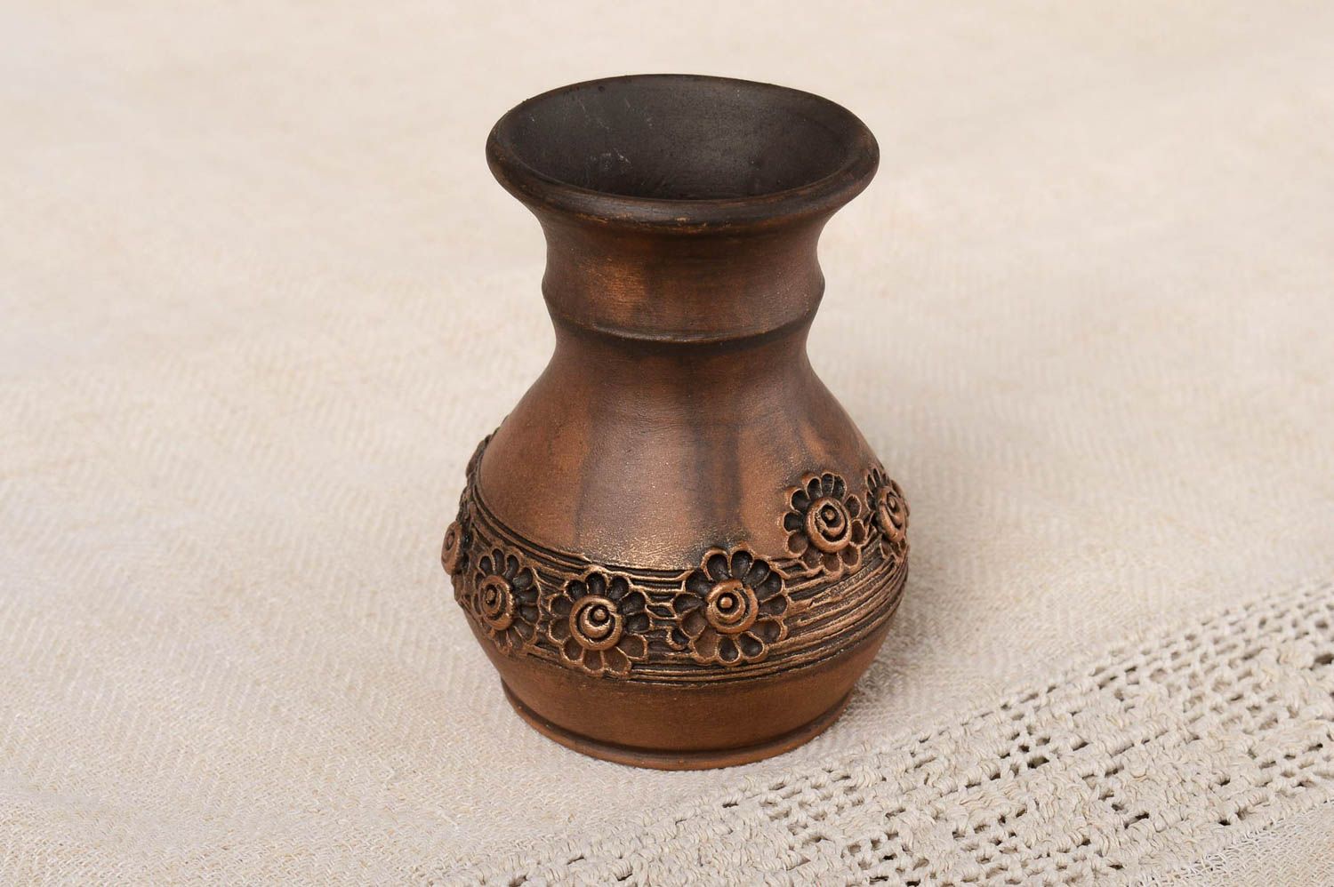 Kleine Blumenvase handgefertigt Keramik Handarbeit Haus Dekoration in Braun foto 1