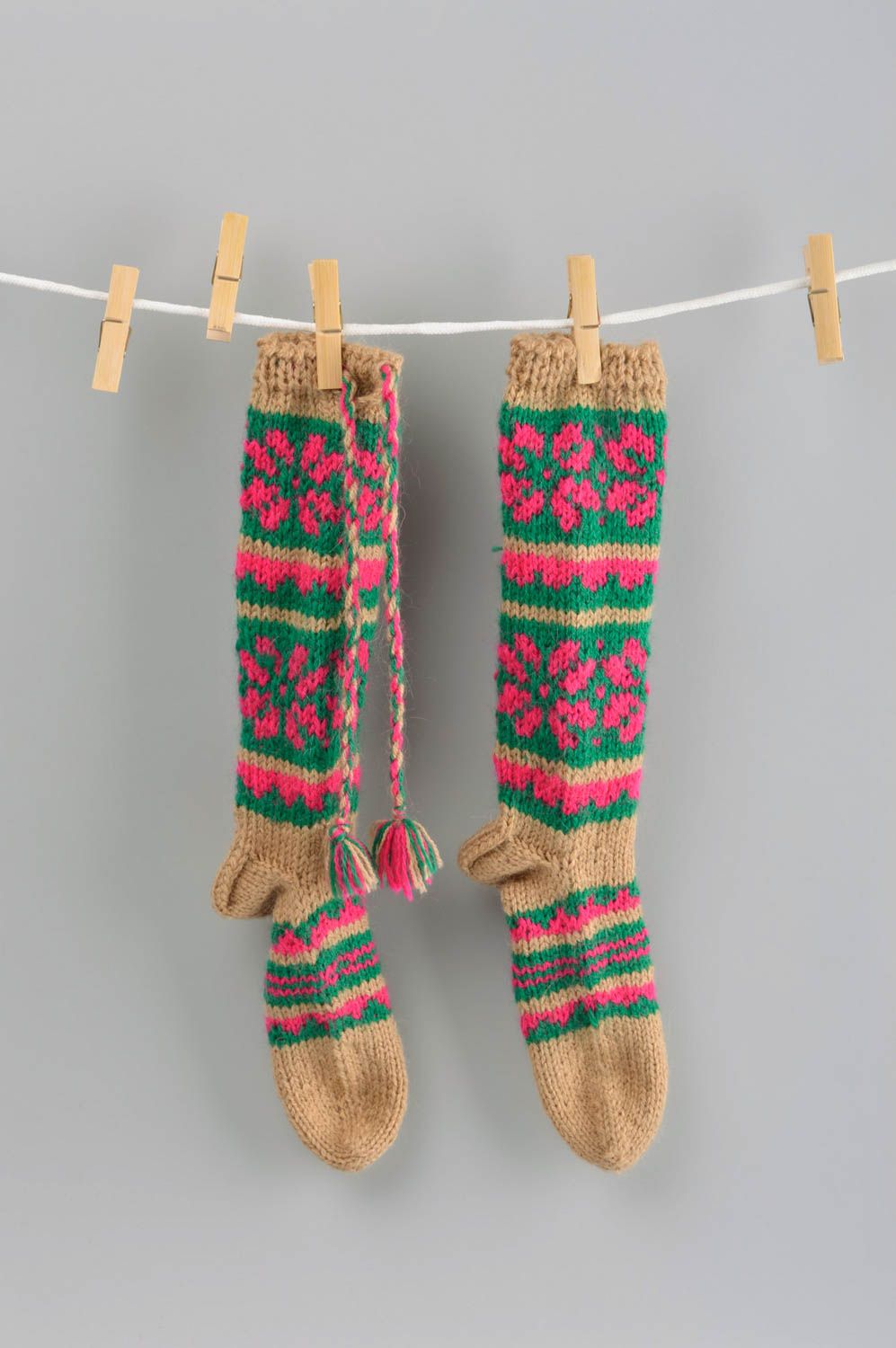 Unusual handmade knitted socks warm childrens socks handmade accessories photo 1