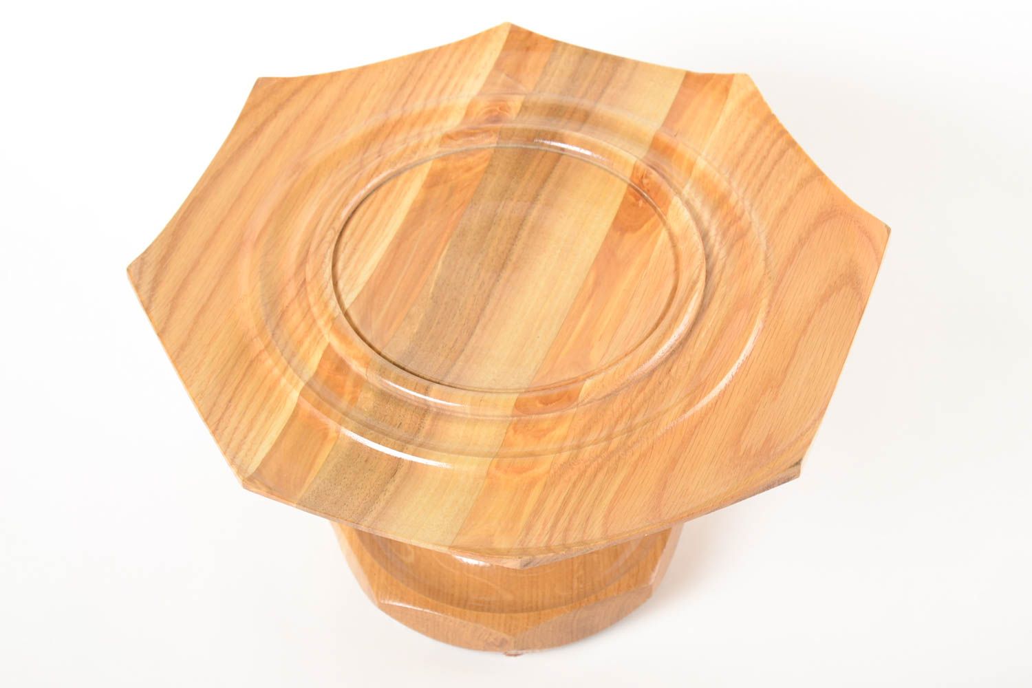 Wooden 8 inches tall 14 inches wide centerpiece platter stand for home décor 3,6 lb photo 3