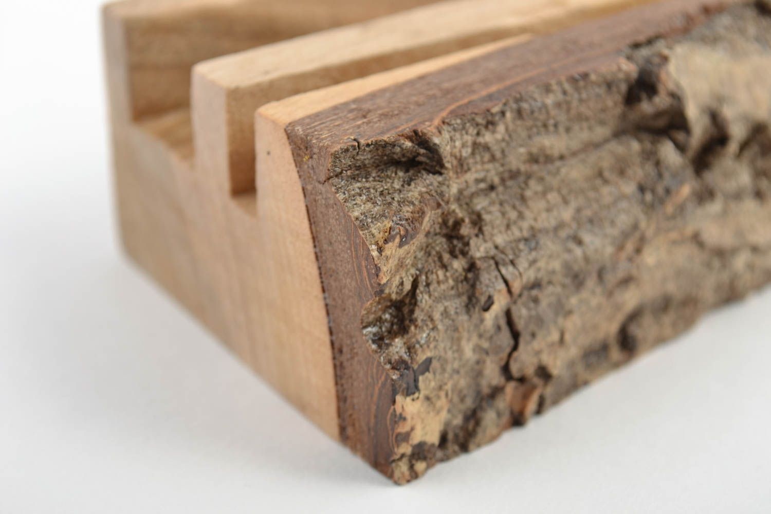 Holz Ständer für Handy in Braun öko reines Accessoire Geschenk handgemacht foto 3