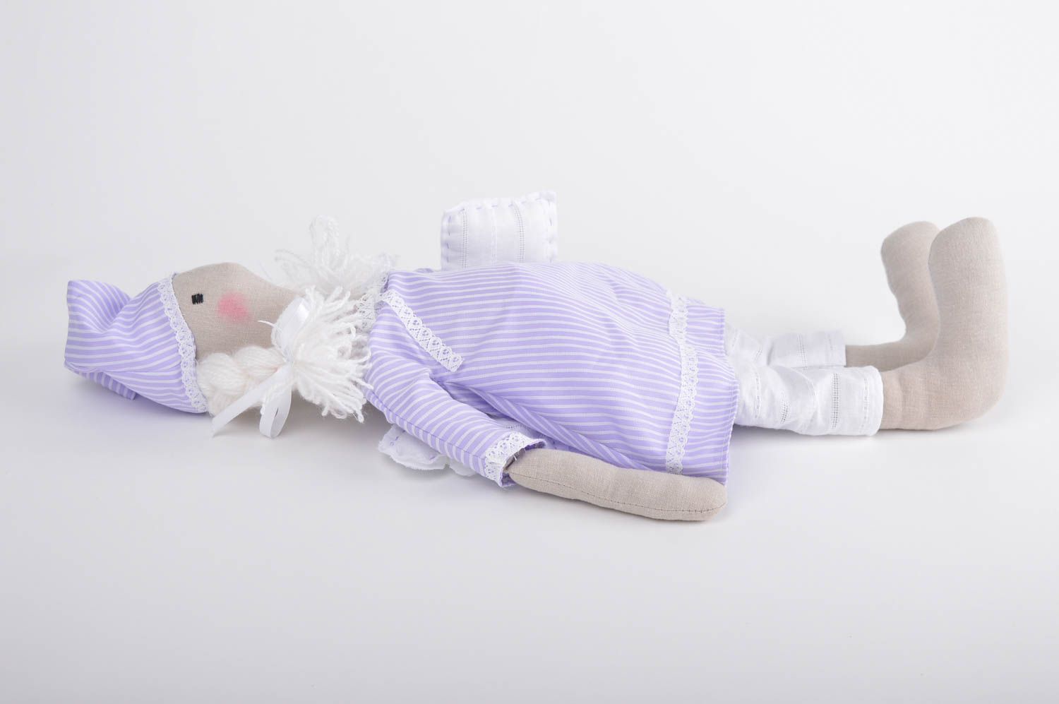 Muñeco de trapo peluche artesanal ángel de color lila decoración de dormitorio foto 4