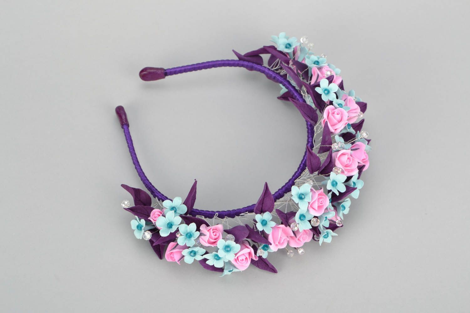 Violet floral headband photo 3