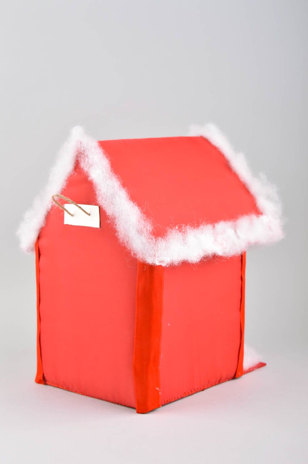 Nichoir décoratif fait main Statuette maison rouge Décoration en bois Noël photo 5