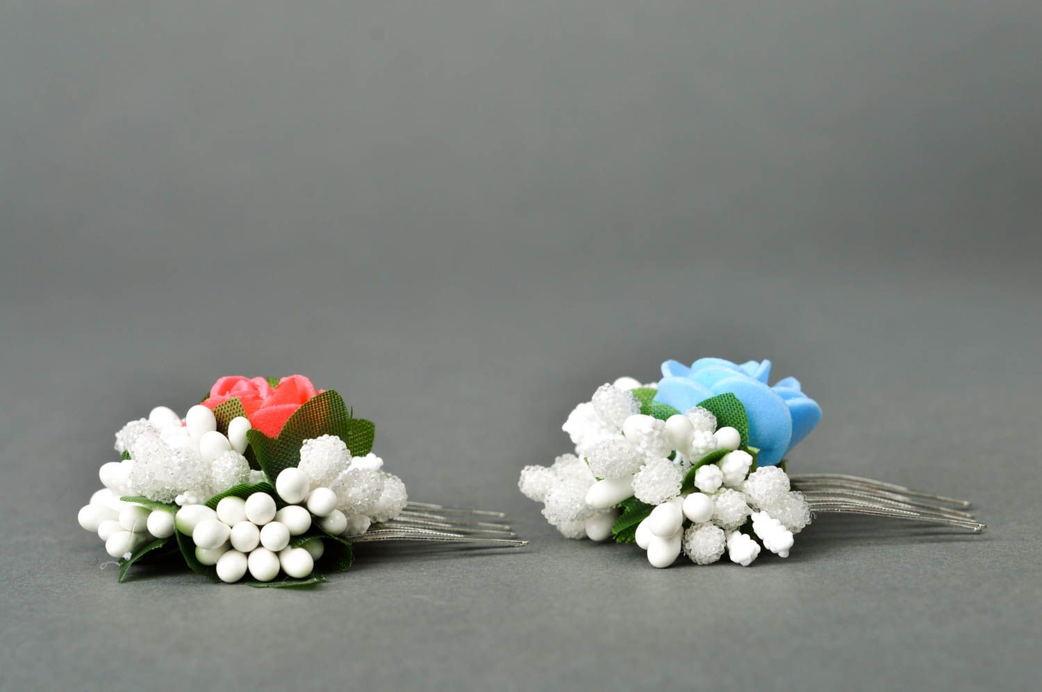 Handmade hair accessories 2 floral hair combs floral hair clips gifts for girls photo 4