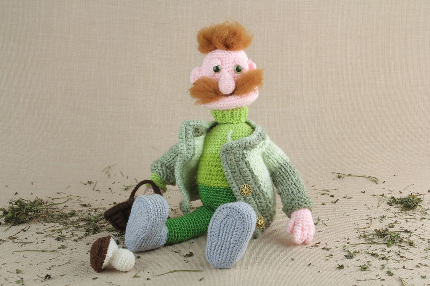 Homemade crochet toy Mushroom Picker photo 1