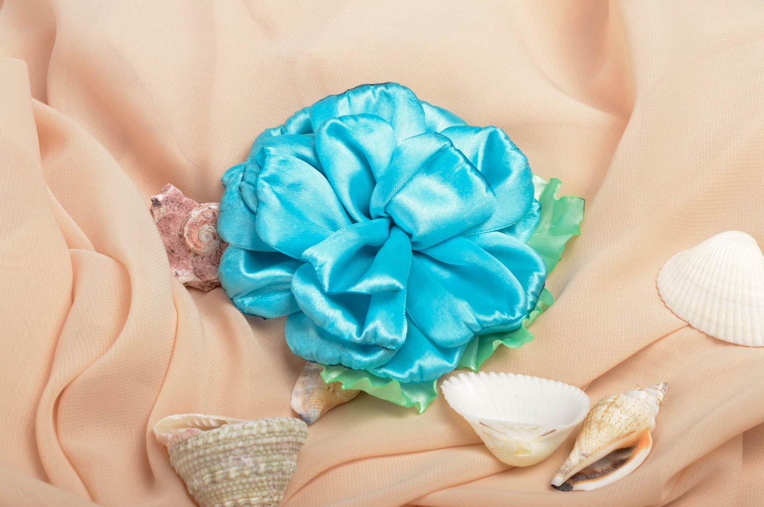 Pince cheveux fleur Barrette cheveux faite main turquoise Accessoire pour femme photo 1