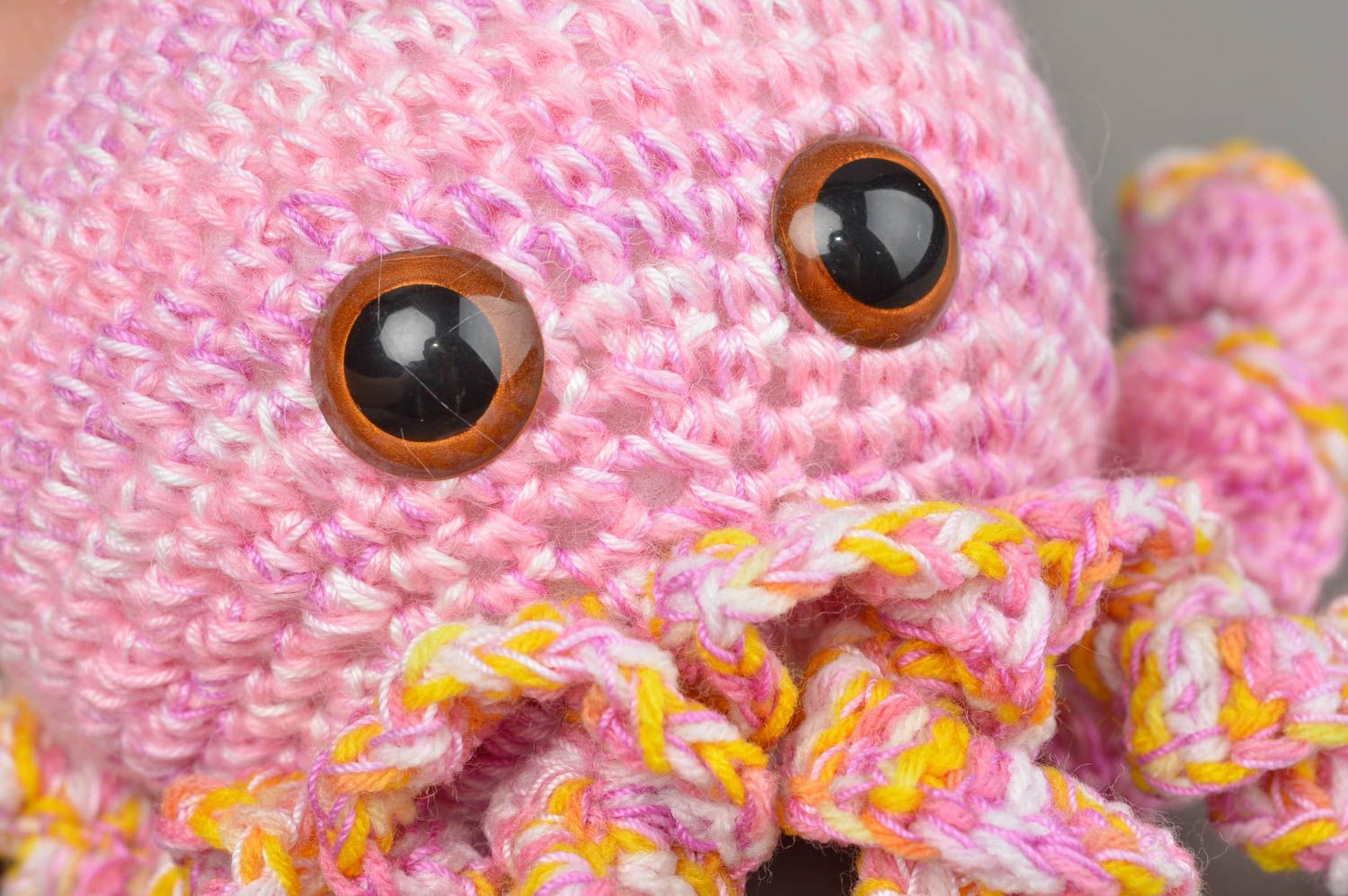 Handmade soft crocheted toy pink funny octopus beautiful unusual souvenir photo 5