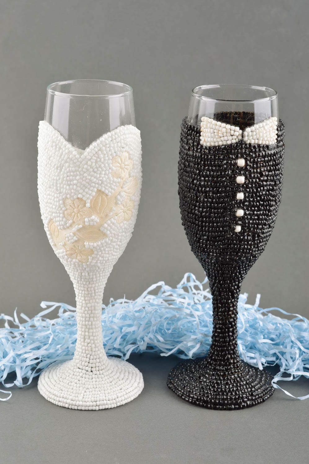 Beautiful handmade champagne glasses 2 pieces groom and bright stemware ideas photo 1