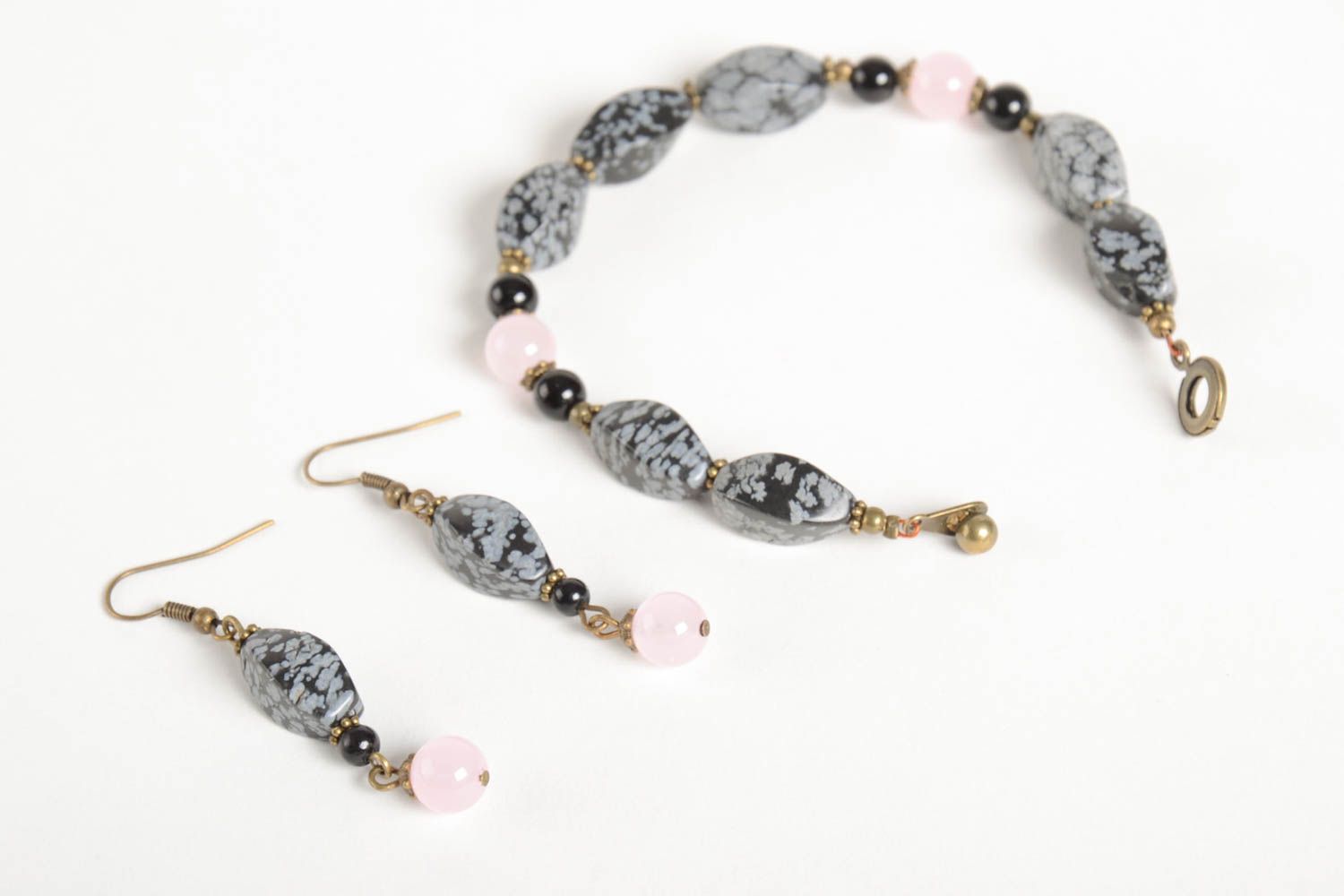 Handmade unusual jewelry set designer elegant earrings female bracelet photo 4