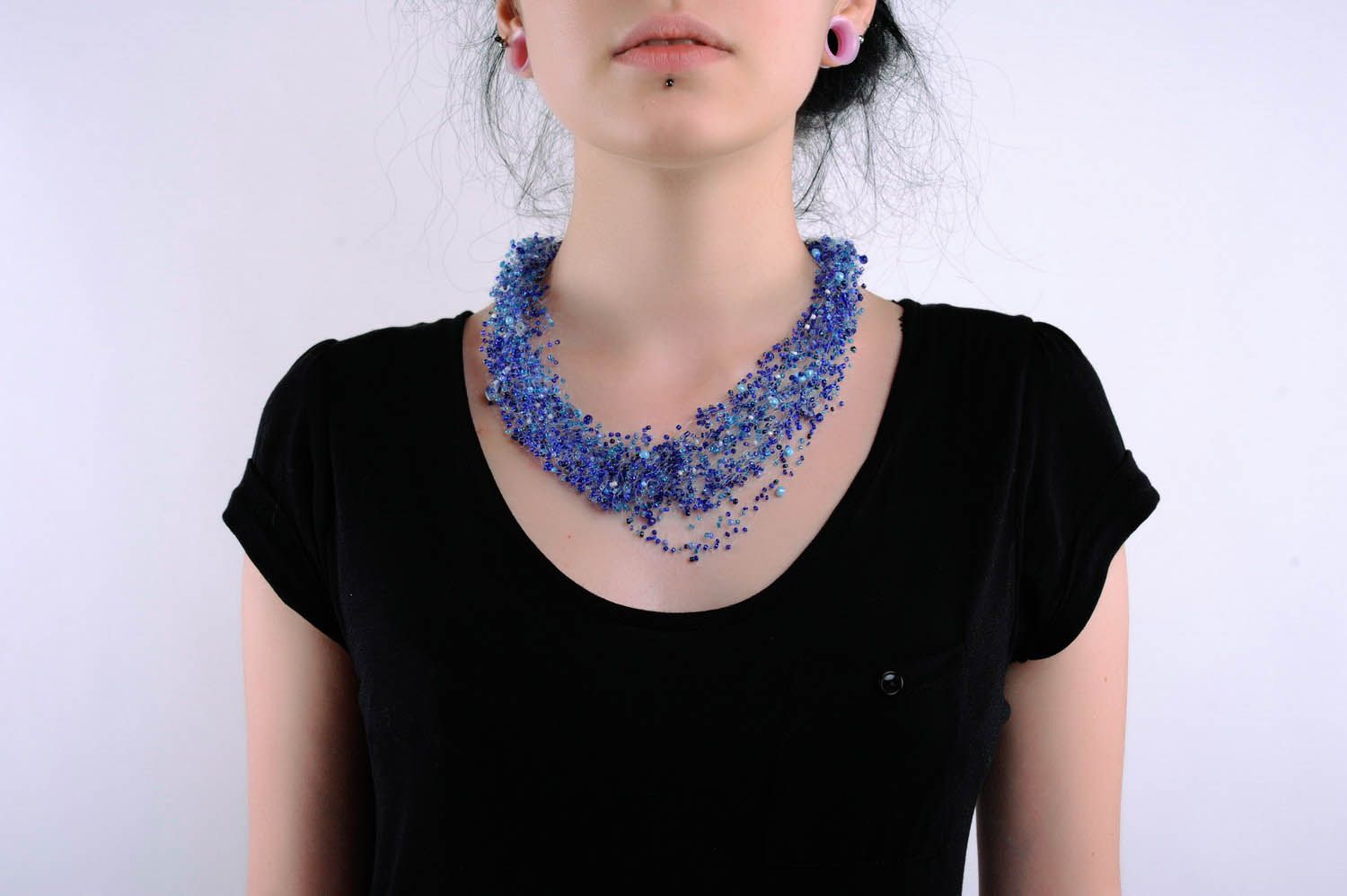 Necklace with lazurite Azure sea photo 3