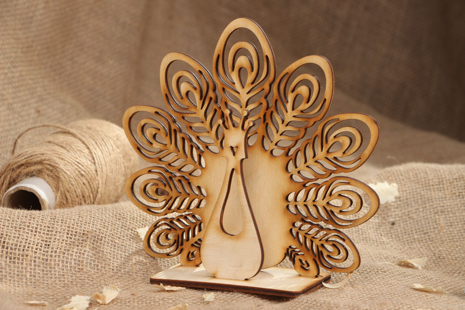 Plywood craft blank for napkin holder in the shape of peacock photo 5