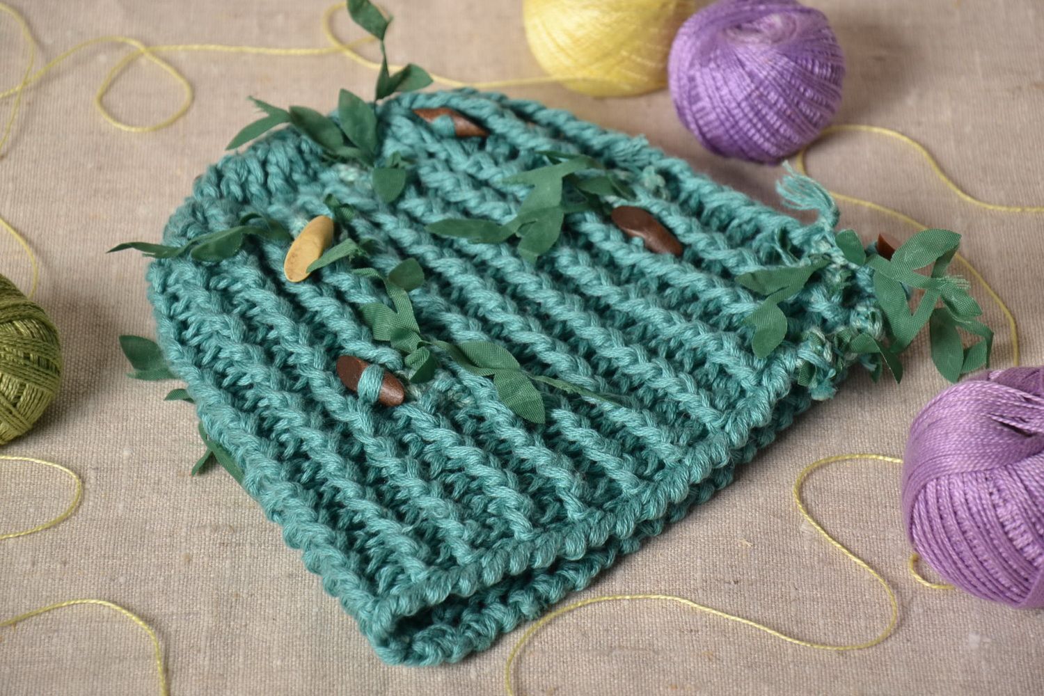 Children's crochet hat Green photo 1