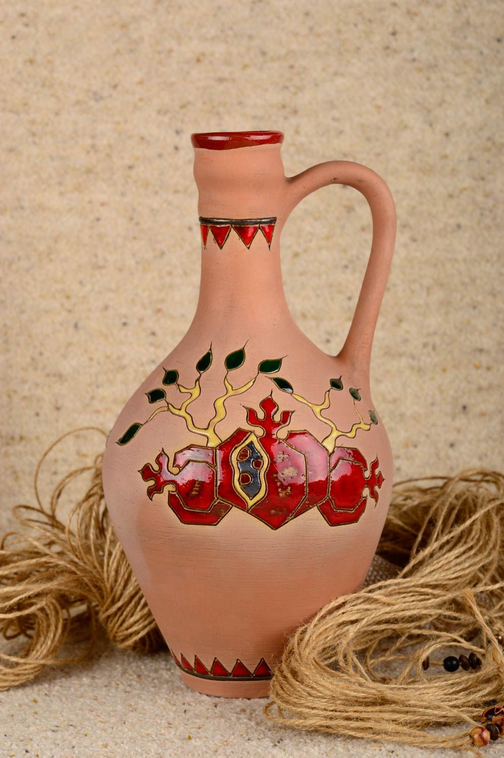 40 oz ceramic wine pitcher with hand-painted pattern 1,7 lb photo 5