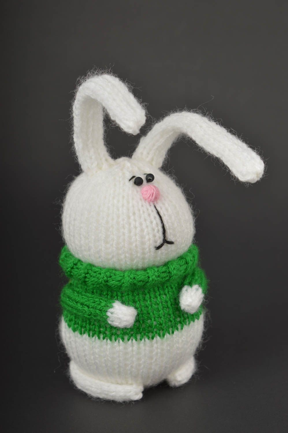 Мягкая игрушка ручной работы игрушка заяц в зеленом свитере детская игрушка фото 2